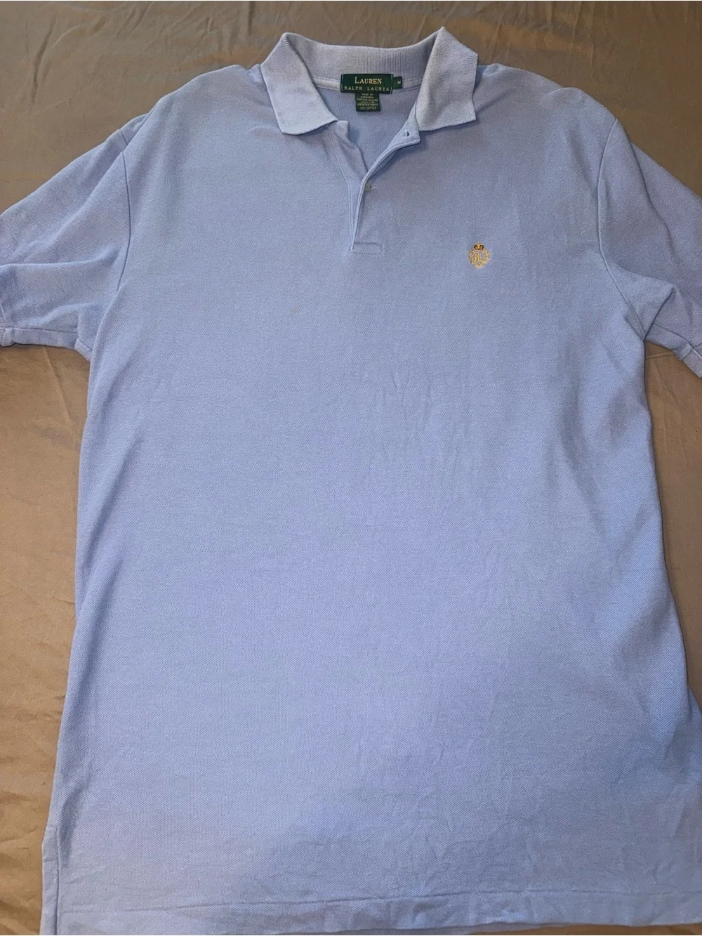 Ralph Lauren Light Blue Polo with Gold Crest Embroidery